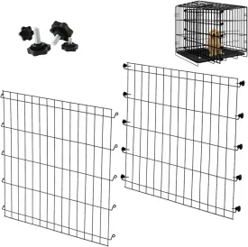 2-Pack Adjustable Metal Dog Crate Divider Panels - Multi-Dog Separation, Black Pet Cage Partition, Easy Install Non-Scratch Design for 36" Medium Crates (22.24" W x 22.63" H)