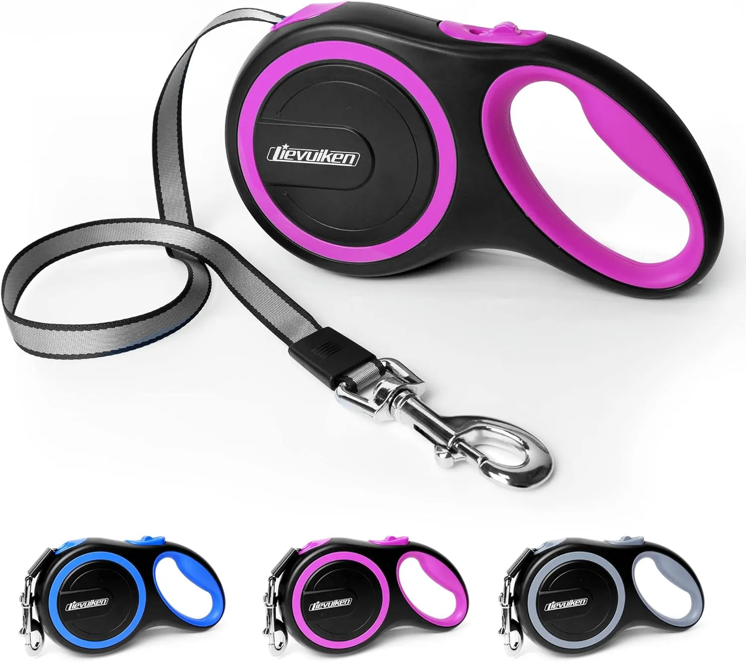 26 FT Retractable Dog Leash with No Tangle, Heavy Duty Great Leash for Dog up to 110lbs, One-Handed Brake, with Non-Slip Handle, Strong Nylon Tape for Small, Medium and Large Dogs