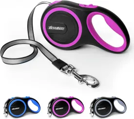 26 FT Retractable Dog Leash with No Tangle, Heavy Duty Great Leash for Dog up to 110lbs, One-Handed Brake, with Non-Slip Handle, Strong Nylon Tape for Small, Medium and Large Dogs
