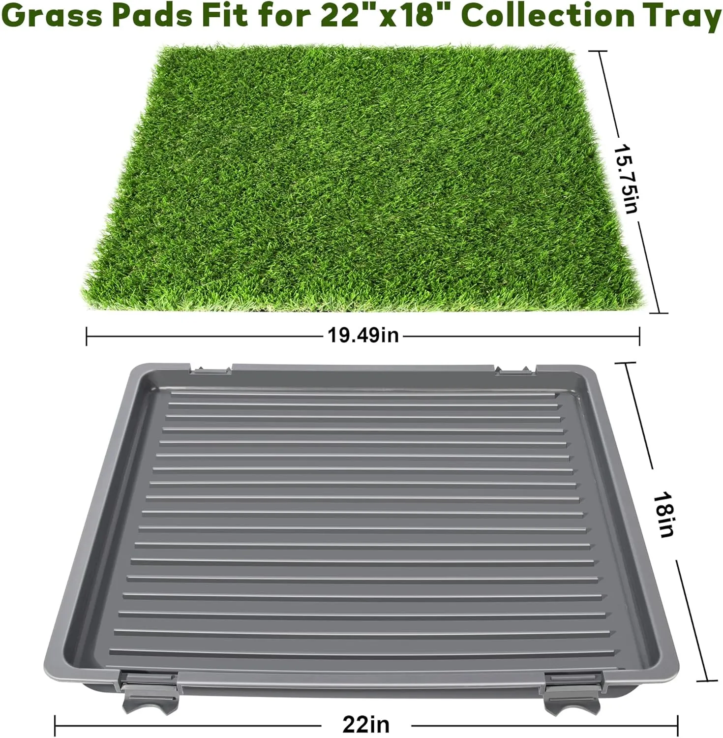 3 Pack Artificial Grass for Dogs Potty, 19.49" x 15.75" Washable Grass Pad for Dogs Potty Fit for UUpet 22"x18" Collection Tray with Drainage Holes