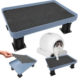 Adjustable Cat Litter Box Ramp, Catcan Detachable Elevated Cat Litter Box Step, Double Layered Stable Trapper with Filter Function Suit for Small & Elderly Cats(14.7x10x2)