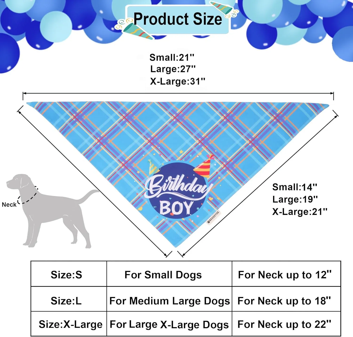 ADOGGYGO Dog Birthday Party Supplies, Blue Birthday Boy Bandana, Bowtie, Numbers, Party Hat for for Medium Large Dogs (Large)