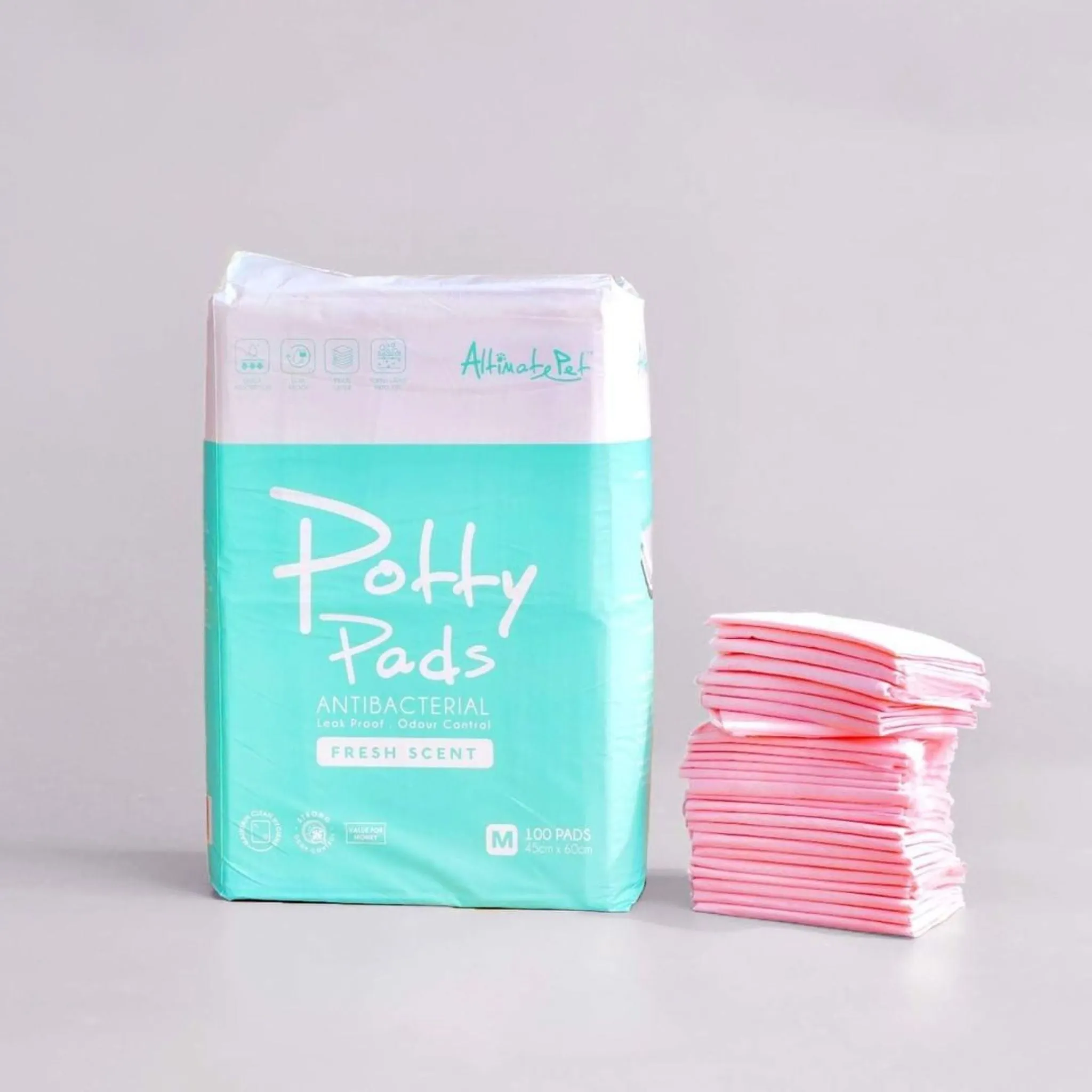 Altimate Pet Antibacterial Fresh Scent Potty Pee Pads - M (100pcs) | 45cm x 60cm