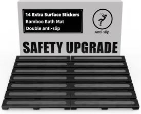 Bamboo Bath Mat for Shower, Dual Anti-Slip for Surface & Bottom, Waterproof Foldable Shower Mat, Easy to Carry and Storage, Perfect for Indoor Outdoor Black, 26.7716.141.14 Inches