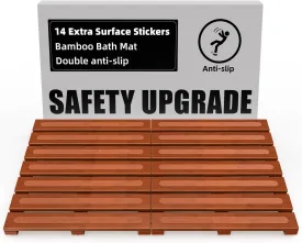 Bamboo Bath Mat for Shower, Dual Anti-Slip for Surface & Bottom, Waterproof Foldable Shower Mat, Easy to Carry and Storage, Perfect for Indoor Outdoor Brown, 26.7716.141.14 Inches