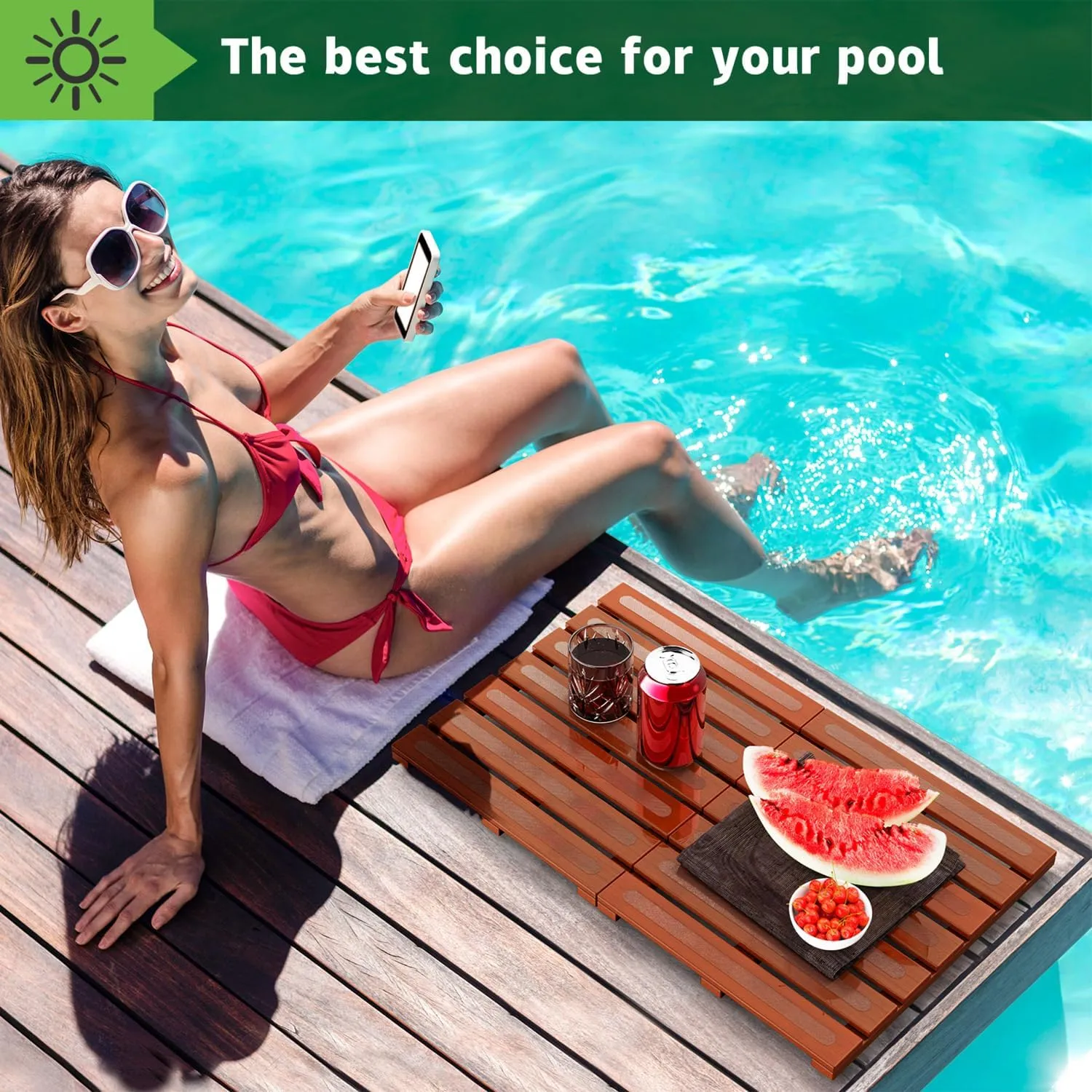 Bamboo Bath Mat for Shower, Dual Anti-Slip for Surface & Bottom, Waterproof Foldable Shower Mat, Easy to Carry and Storage, Perfect for Indoor Outdoor Brown, 26.7716.141.14 Inches