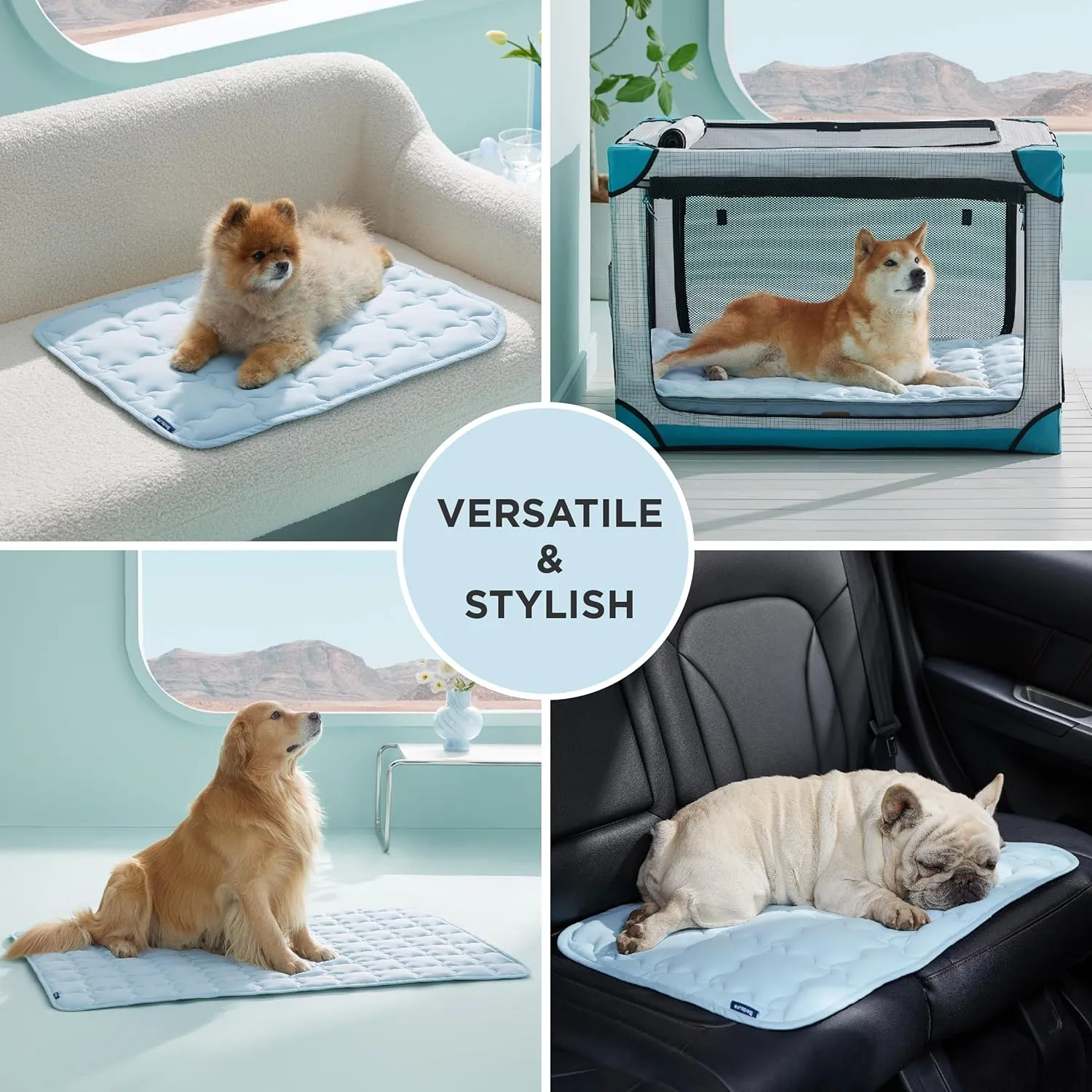 Bedsure Cooling Mat for Large Dogs  35x23 Thin Washable Cooling Pet Pad for Puppy, QMAX>0.5, Portable Kennel Puppy Bed for Summer, Non-Slip Summer Crate Pad for Big Dog Up to 50 lbs