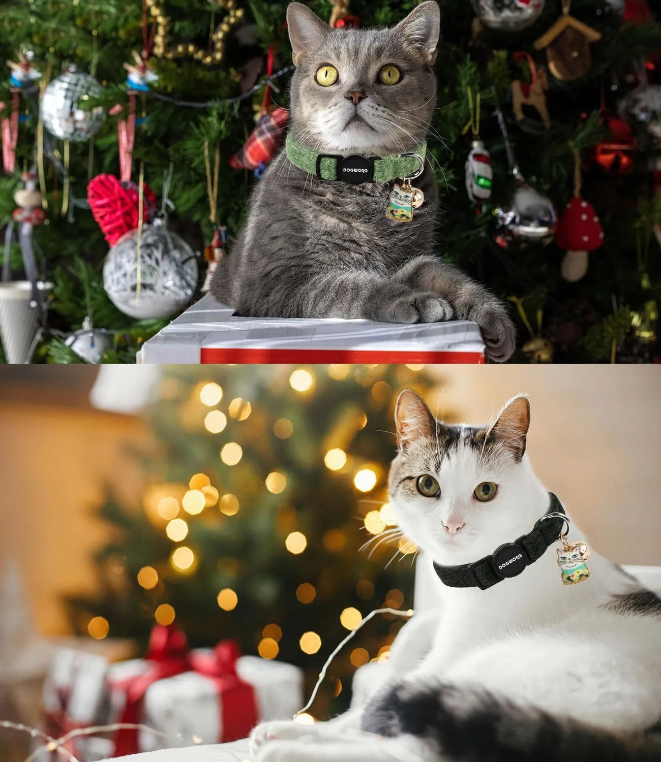 Cat Collar,2 Pack Cat Collars Breakaway with Bell, DOGWONG Safety Buckle Black Cat Collar for Girl Boy Cats and Small DogsAdjustable 7-12 Inch,Pet Supplies Accessories