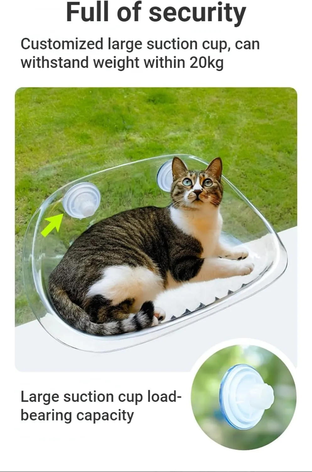 Cat Hammock Transparent Window Open Cat Nest Easy to Install Suction Cup Suspended Cat Climbing Frame Four Seasons Indoor Sunbathing Cat Bed Pet Supplies (Transparent)