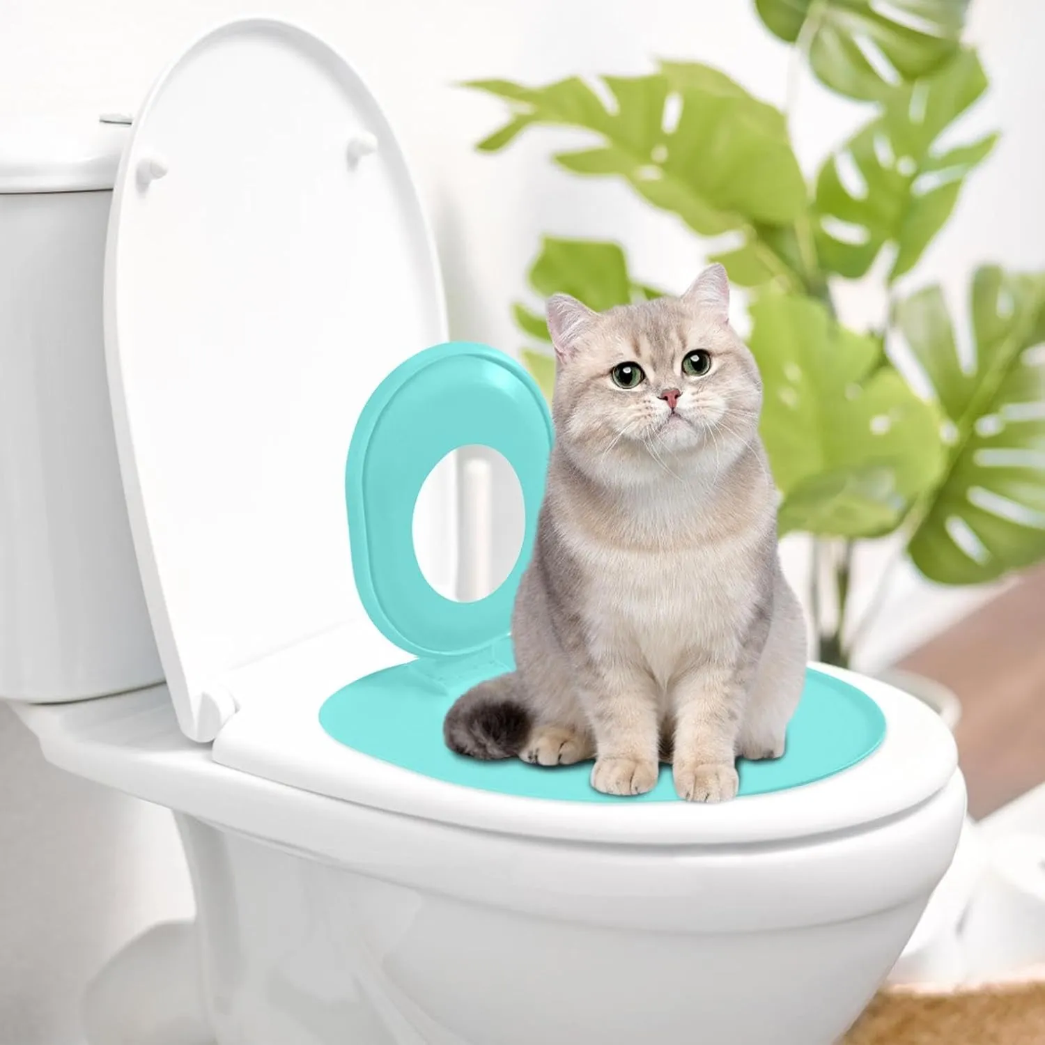 Cat Toilet Training Pad  Reusable Pet Training Mat for Litter Box  Teach Kittens to Use Toilet  Washable Cleaning Pad for Cats (Blue)
