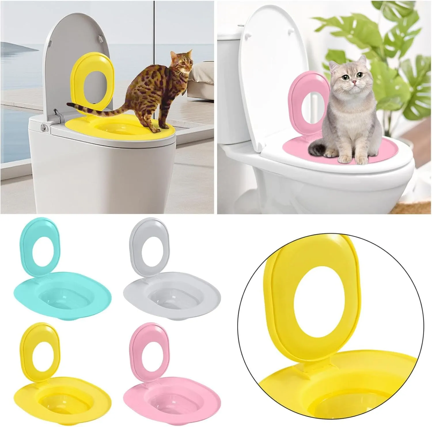 Cat Toilet Training Pad  Reusable Pet Training Mat for Litter Box  Teach Kittens to Use Toilet  Washable Cleaning Pad for Cats (Blue)