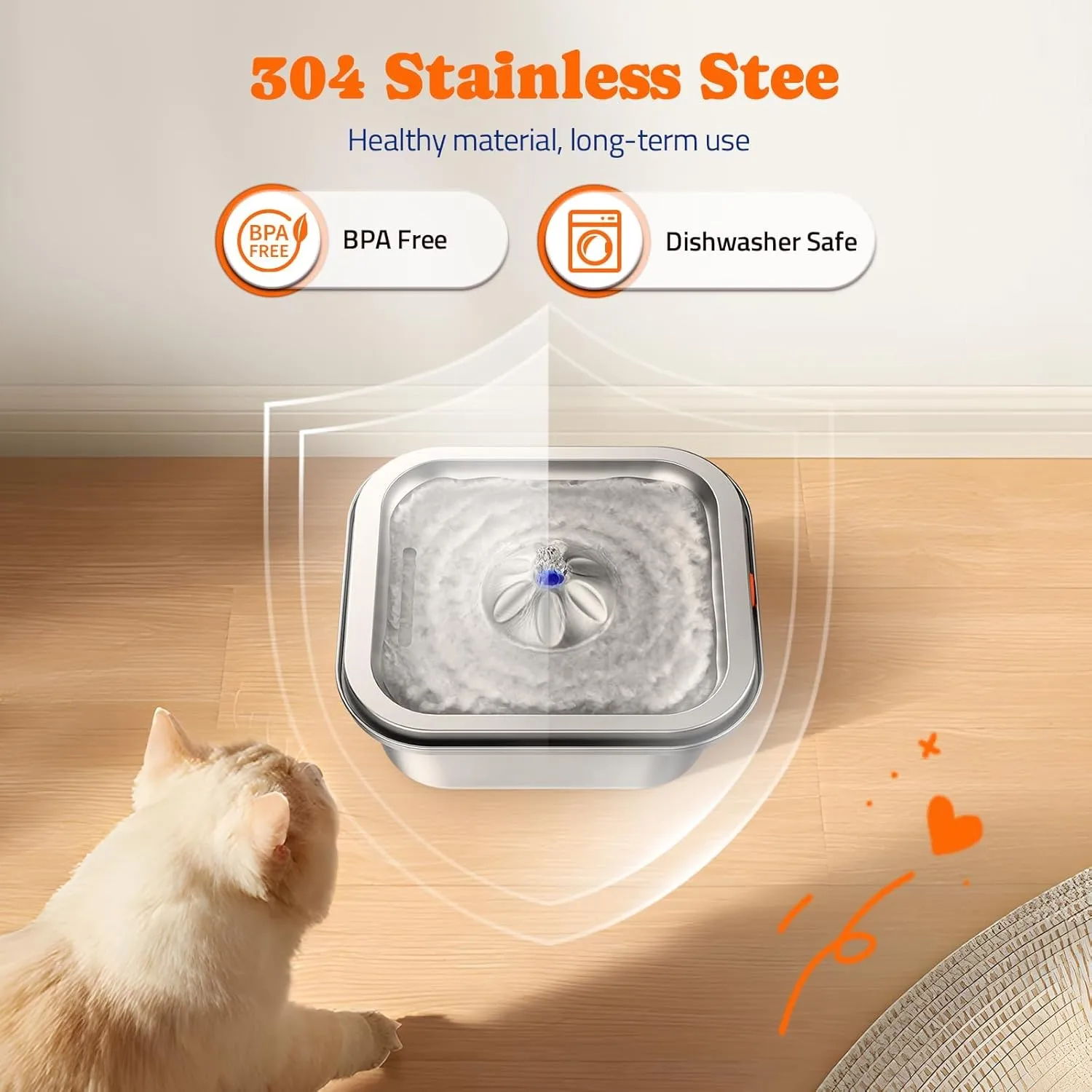 Cat Water Fountain Stainless Steel: 4L/140oz Pet Fountain Water Bowl Indoor, Automatic Dog Drinking Dispenser, Cat Feeding Watering Supplies, Metal Kitty Waterer Fountain, 10 Replacement Filters