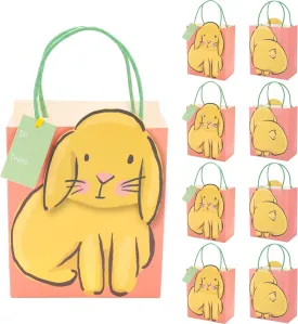 Cheerland Animal Party Favor Gift Bags Rabbit Kids Goodie Small Paper Treat Bag for Birthday Party Pet Animal Theme Party Baby Shower Party Supplies - Pack of 8