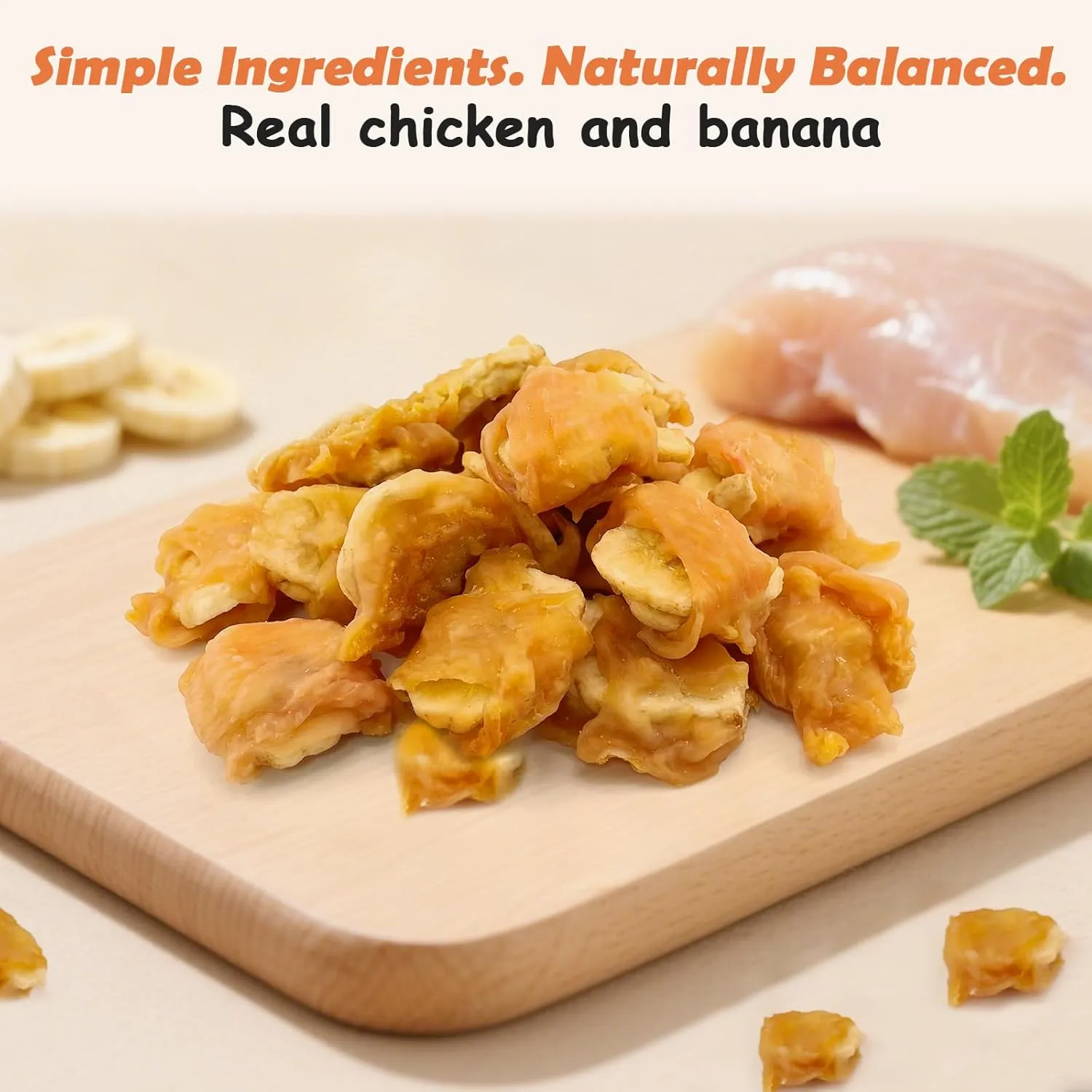 Chicken Wrapped Banana Jerky Dog Treats, Gluten and Grain Free Chicken Banana Chips, Healthy Chewy Dog Bites for Small Medium Dogs