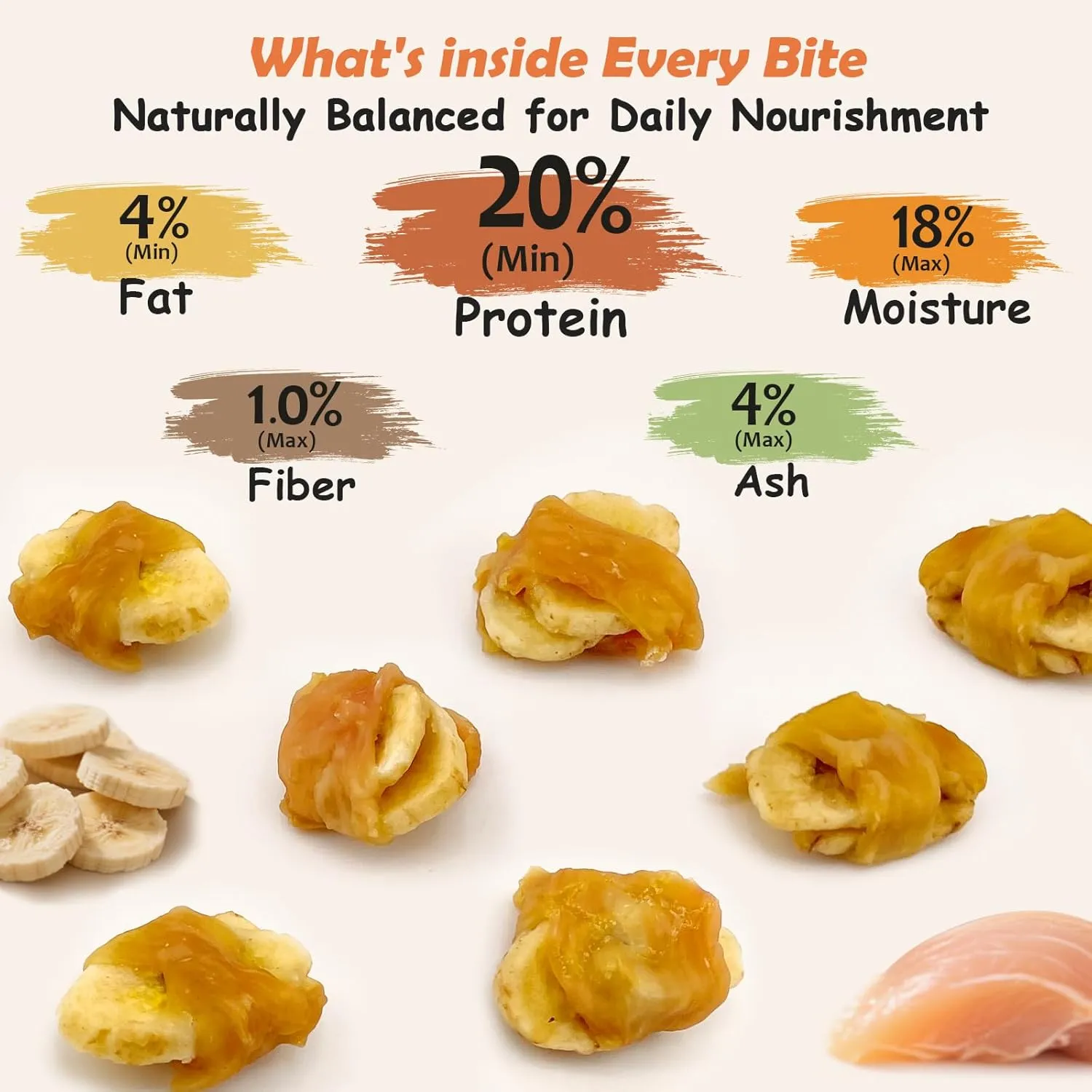 Chicken Wrapped Banana Jerky Dog Treats, Gluten and Grain Free Chicken Banana Chips, Healthy Chewy Dog Bites for Small Medium Dogs