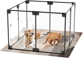 Clear Acrylic Dog Playpen with Door, Clear Dog Play Pen Indoors,40x40x28 Inch Indoor Pet Playpen for Small and Medium Dogs, Transparent Dog Pen