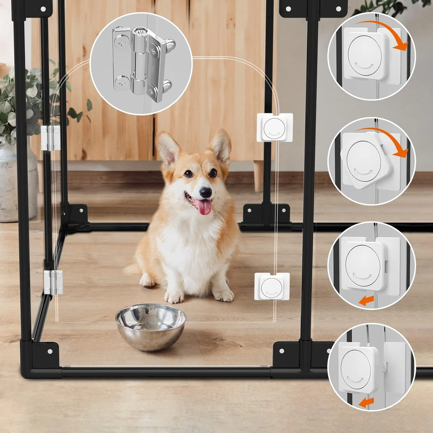 Clear Acrylic Dog Playpen with Door, Clear Dog Play Pen Indoors,40x40x28 Inch Indoor Pet Playpen for Small and Medium Dogs, Transparent Dog Pen