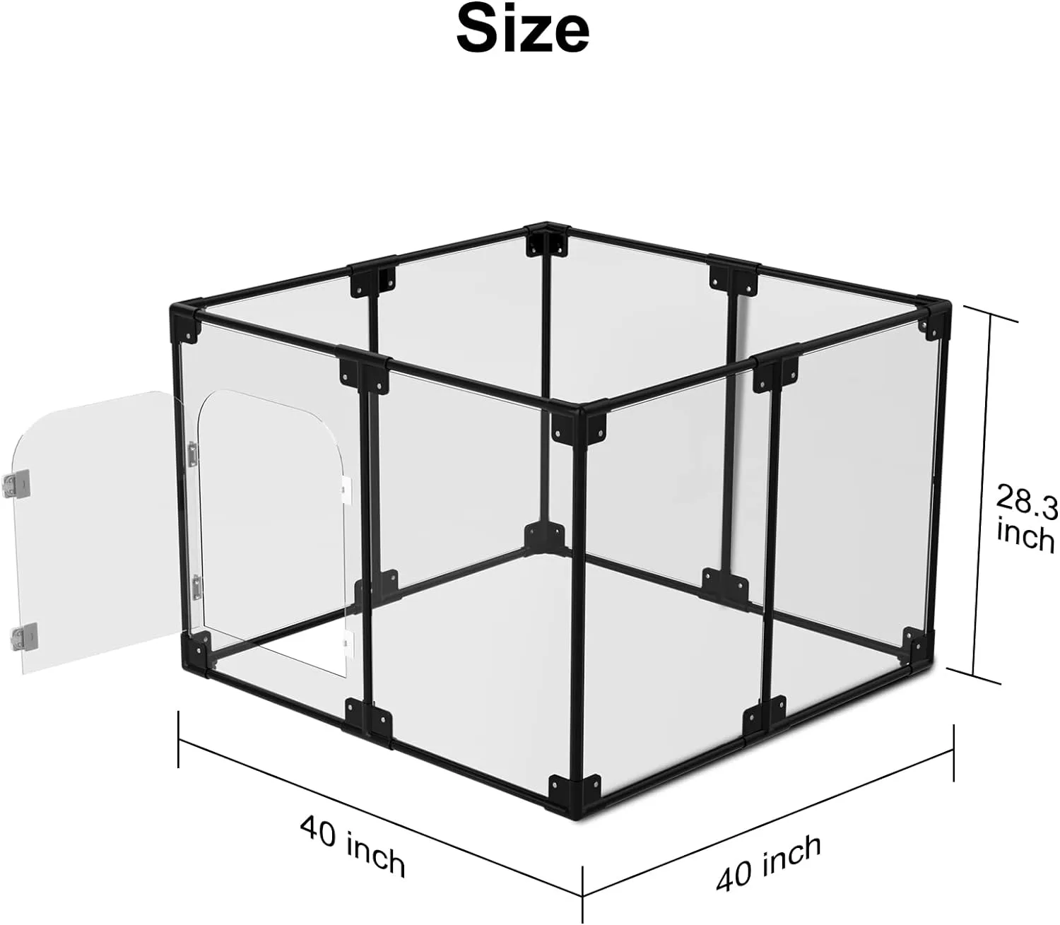 Clear Acrylic Dog Playpen with Door, Clear Dog Play Pen Indoors,40x40x28 Inch Indoor Pet Playpen for Small and Medium Dogs, Transparent Dog Pen