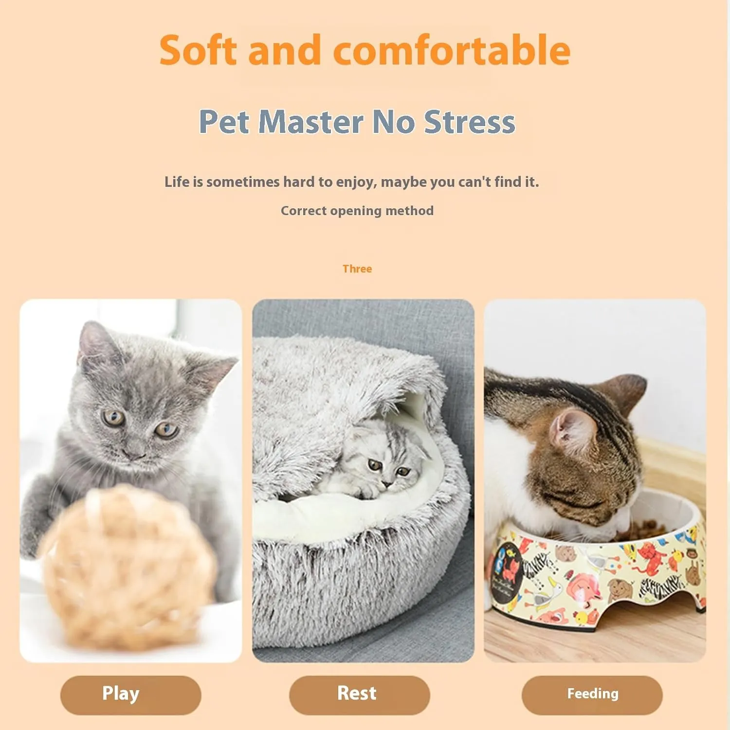 Cozy Cocoon Pet Bed, Cat Bed Round Plush Fluffy Hooded Calming Cat Bed Cave,Self Warming pet Bed with Non-collapsed Cover for Indoor Cats or Small Dogs,Washable,Winter Paw Nest Dog Cat Bed.