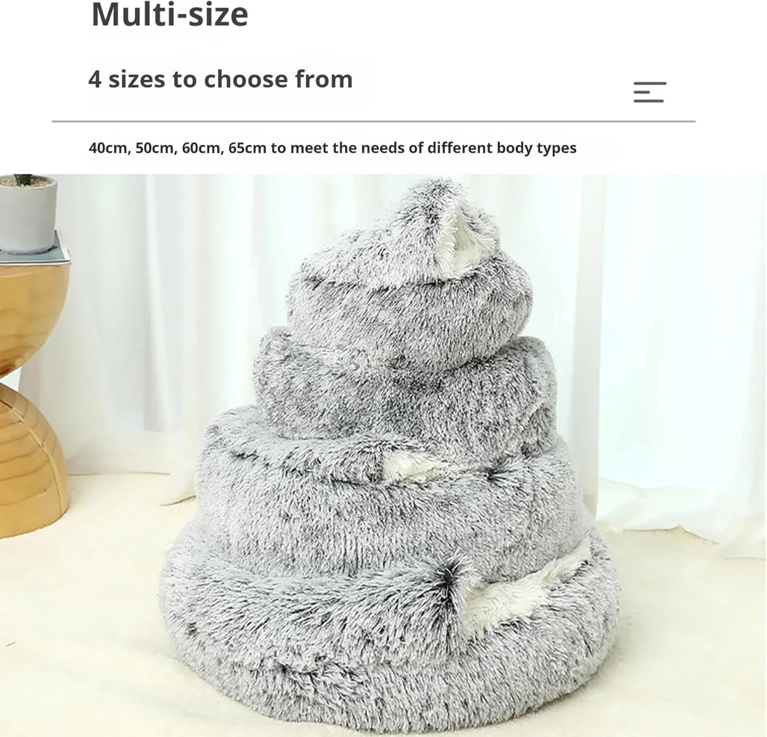 Cozy Cocoon Pet Bed, Cat Bed Round Plush Fluffy Hooded Calming Cat Bed Cave,Self Warming pet Bed with Non-collapsed Cover for Indoor Cats or Small Dogs,Washable,Winter Paw Nest Dog Cat Bed.