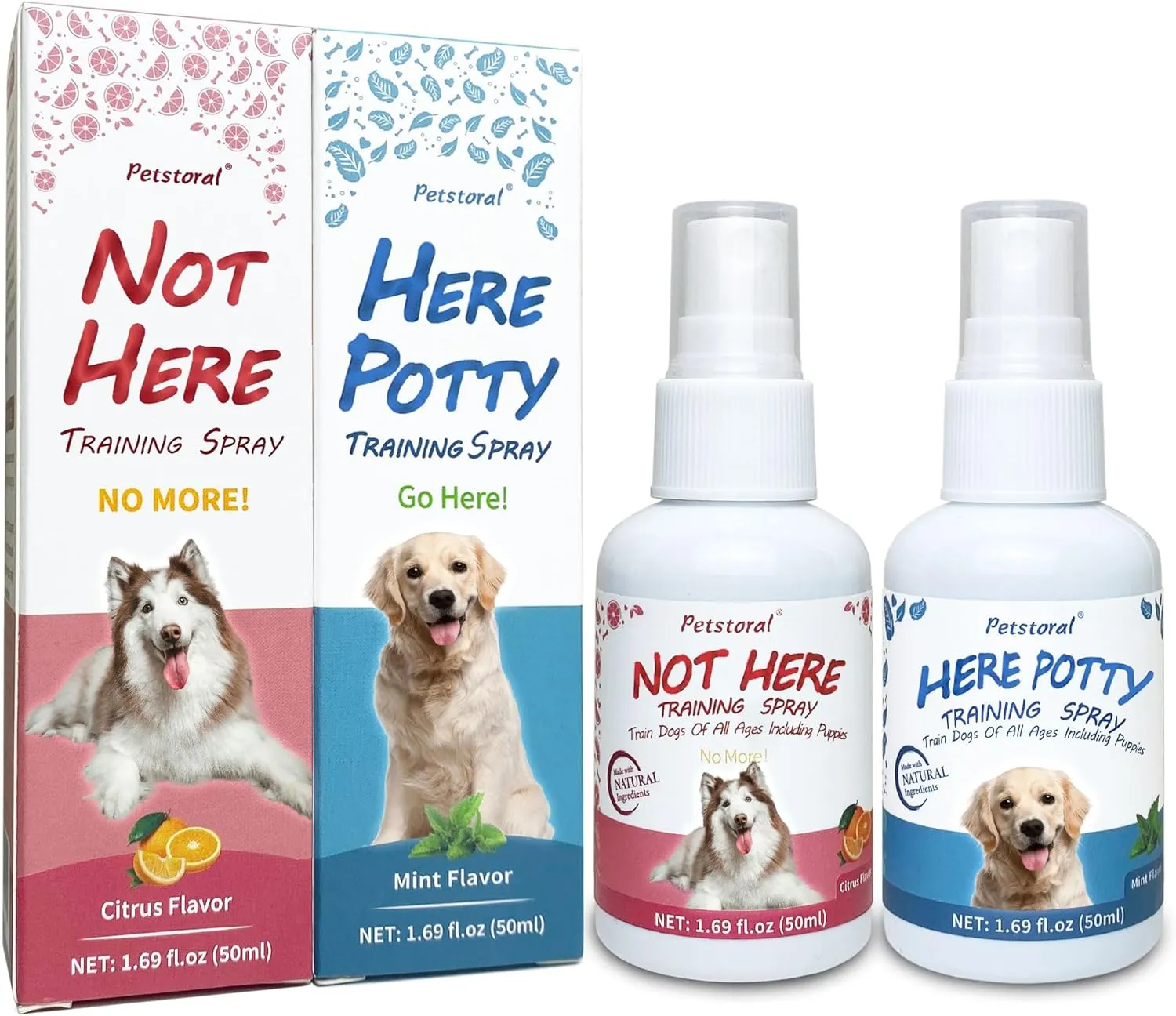 Dog Not Here & Here Potty Training Spray Kit, Puppy Essentials. Pee Here Corrector Spray, Prevent Your Pet from Soiling The Carpet. Citrus and Mint, 1.69 fl oz Eachal