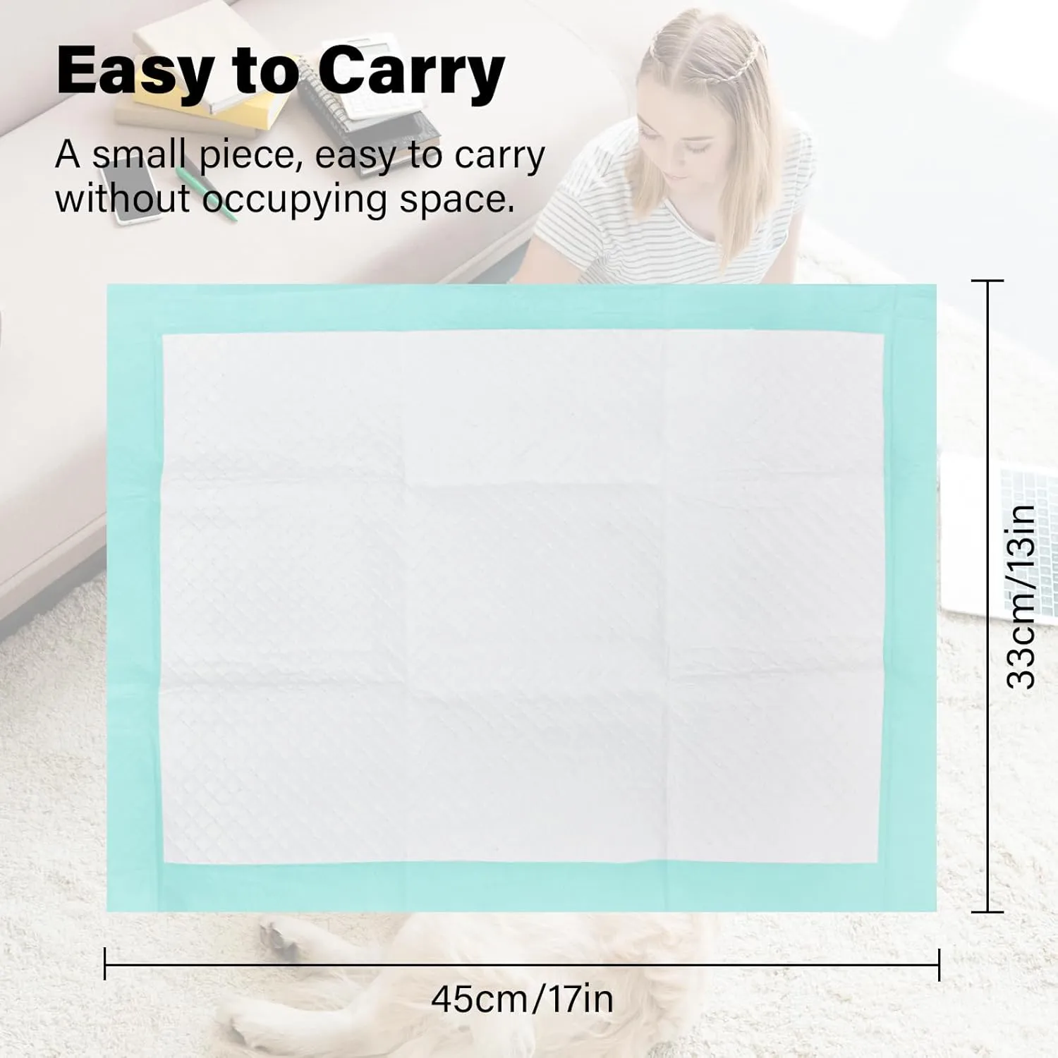 Dog Puppy Pee Pads for Potty Training, Disposable Pet Pee Pads with Super Absorbent and Leak Proof, Soft Safety Underpads with Quick Dry for Baby and Incontinence -Green(17"x13",50 Count)