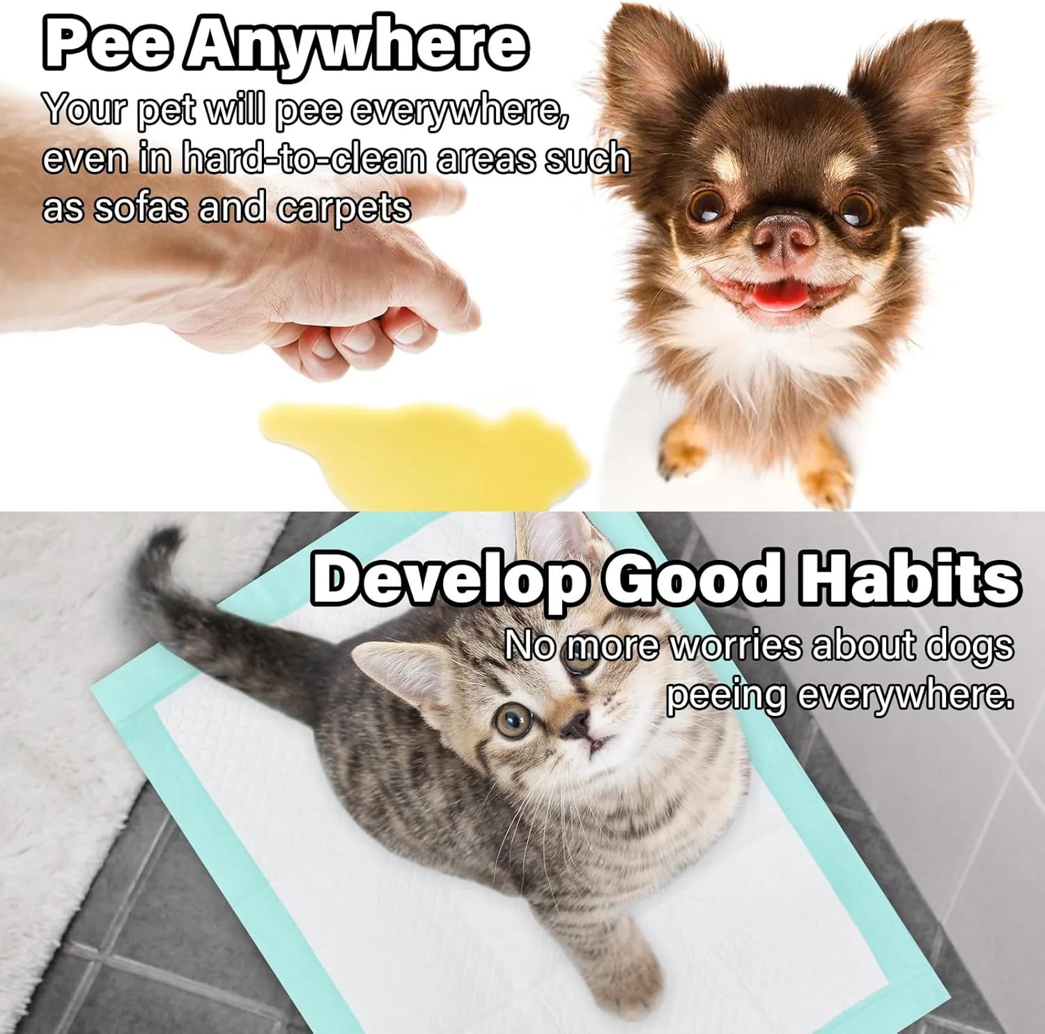 Dog Puppy Pee Pads for Potty Training, Disposable Pet Pee Pads with Super Absorbent and Leak Proof, Soft Safety Underpads with Quick Dry for Baby and Incontinence -Green(17"x13",50 Count)