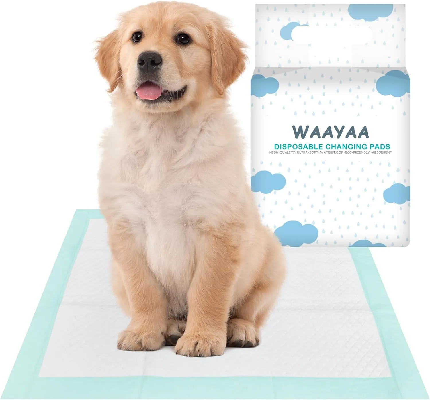 Dog Puppy Pee Pads for Potty Training, Disposable Pet Pee Pads with Super Absorbent and Leak Proof, Soft Safety Underpads with Quick Dry for Baby and Incontinence -Green(17"x13",50 Count)
