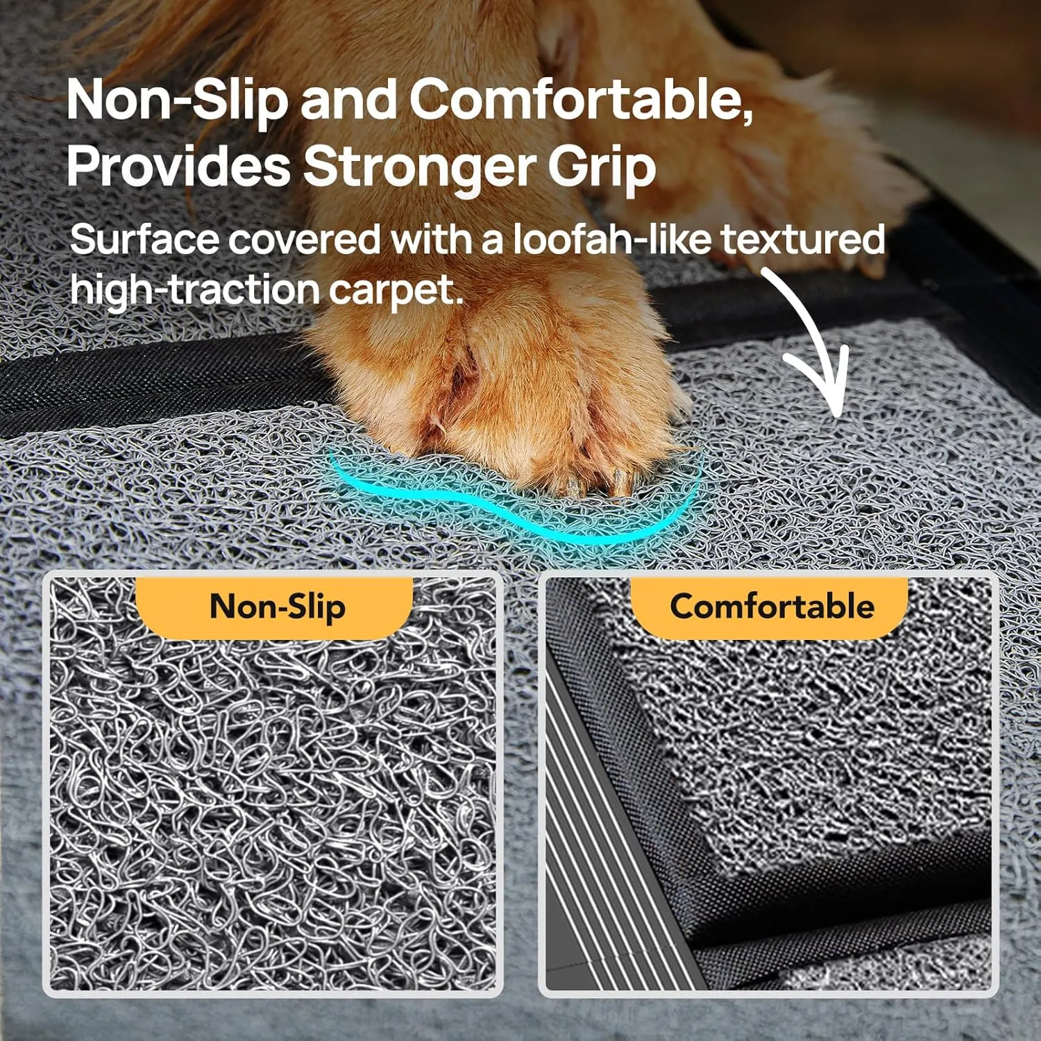 Dog Ramp for Car 71'' X-Long & 17.2" Wide Folding Dog Ramps for Large Dogs with Non-Slip Rug Surface Portable Dog Car Ramp for SUV Car & Truck, Outdoor Dog Ramp Up to 250 LBS
