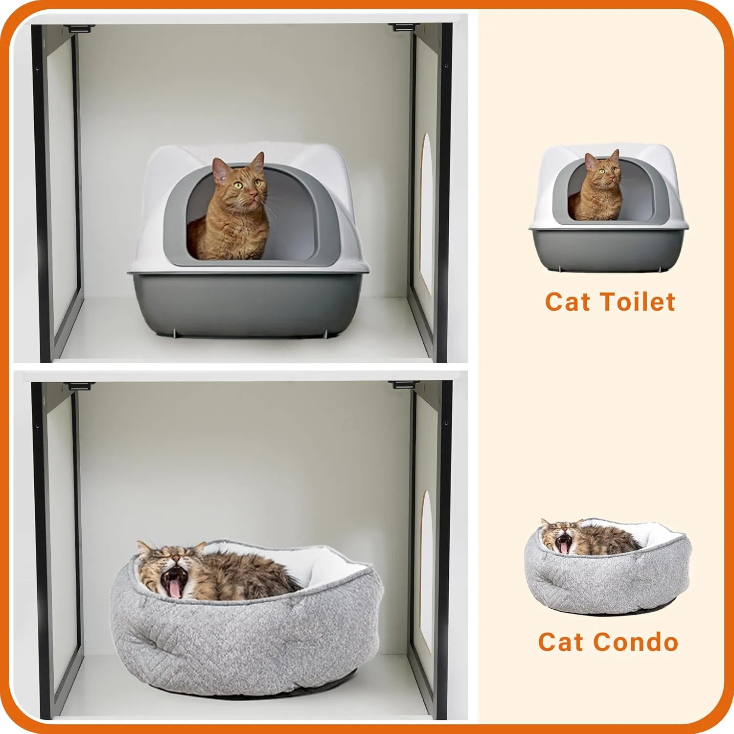 Dwanton Cat Litter Box Furniture Hidden, Cat Litter Box Enclosure, Reversible Entrance Can Be on Left or Right Side, Indoor Cabinet, Wooden Washroom, End Table, Nightstand, White, 23.6" L