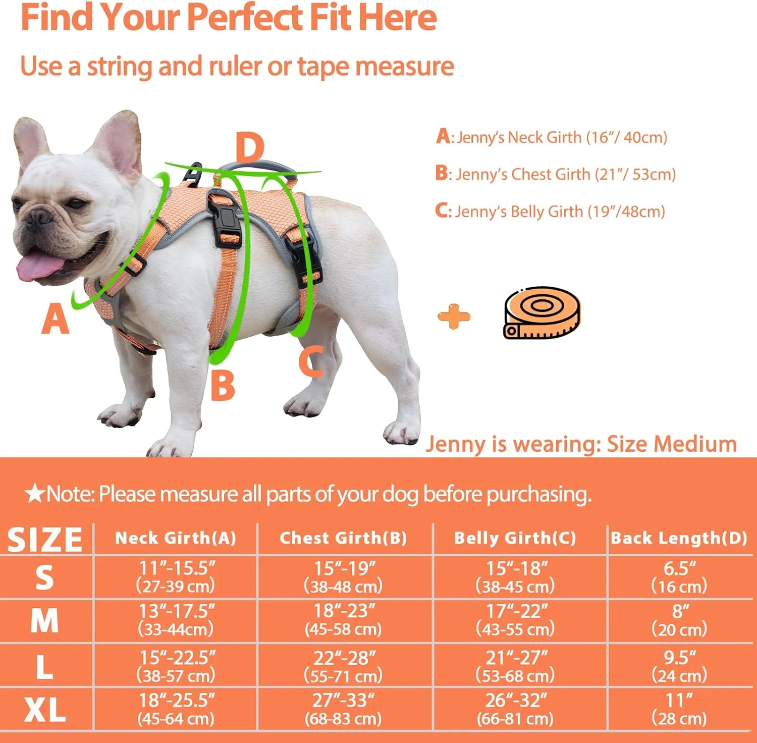Escape Proof Dog Harness, Escape Artist Harness, Reflective Dog Harness with Handle, Durable,Adjustable Vest for Small Medium Large Dogs Walking, Training, and Running Gear(Orange,S)