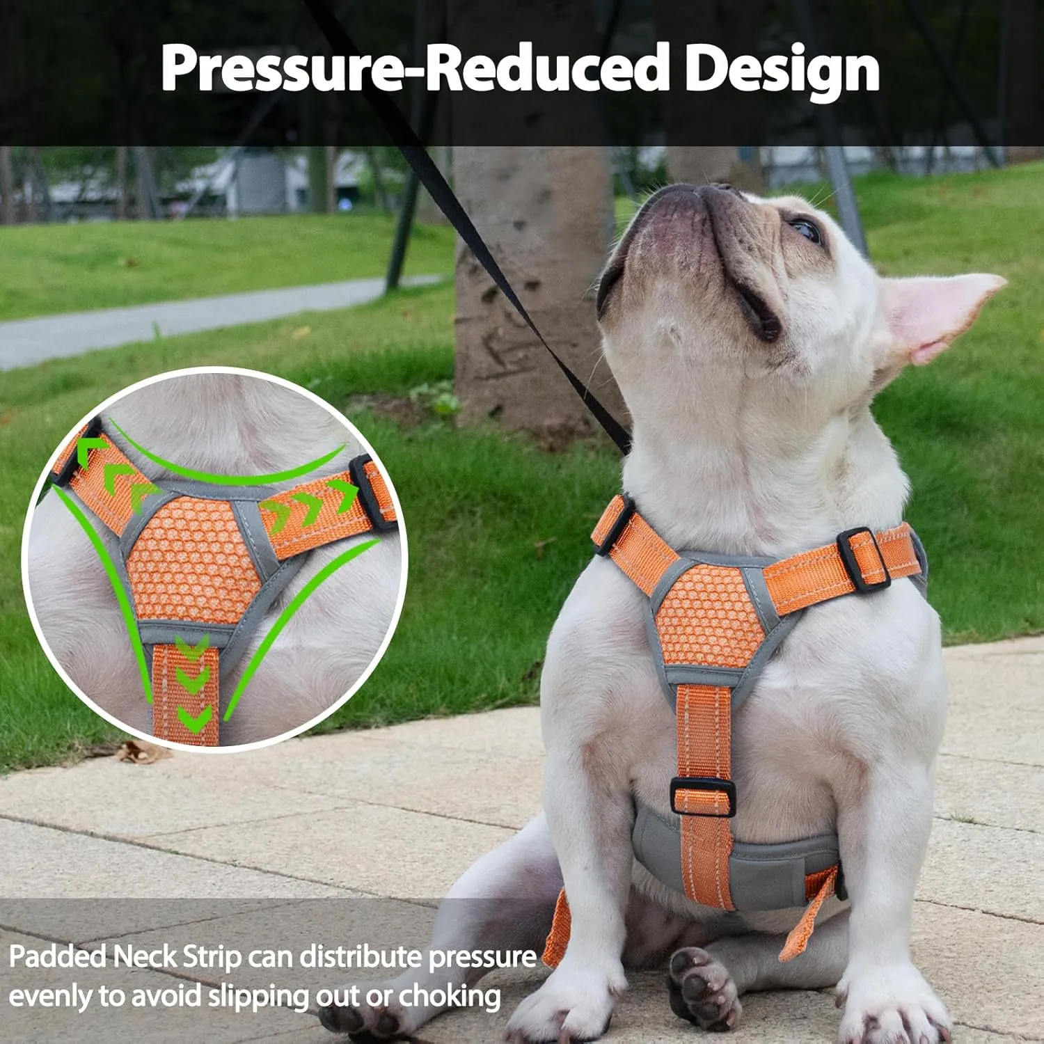 Escape Proof Dog Harness, Escape Artist Harness, Reflective Dog Harness with Handle, Durable,Adjustable Vest for Small Medium Large Dogs Walking, Training, and Running Gear(Orange,S)