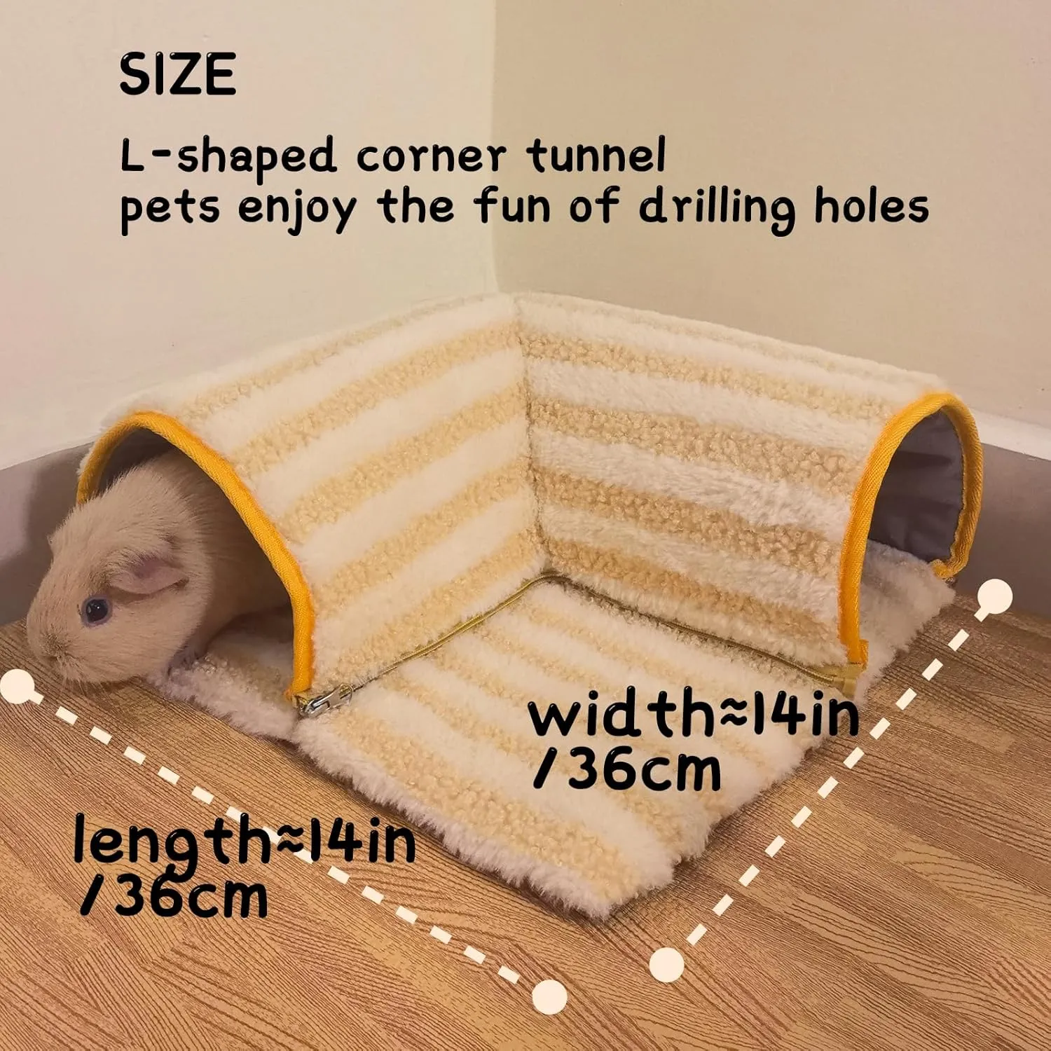 Ferret Tunnel Bed Kit,Guinea Pig Tunnel and Hideout Washable for Cage Accessories Playen Large (Lemon-Yellow)
