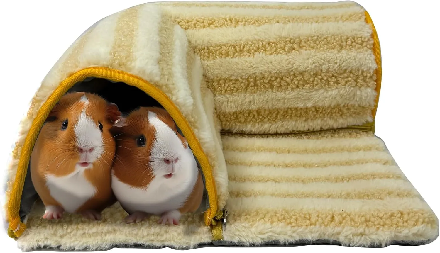 Ferret Tunnel Bed Kit,Guinea Pig Tunnel and Hideout Washable for Cage Accessories Playen Large (Lemon-Yellow)