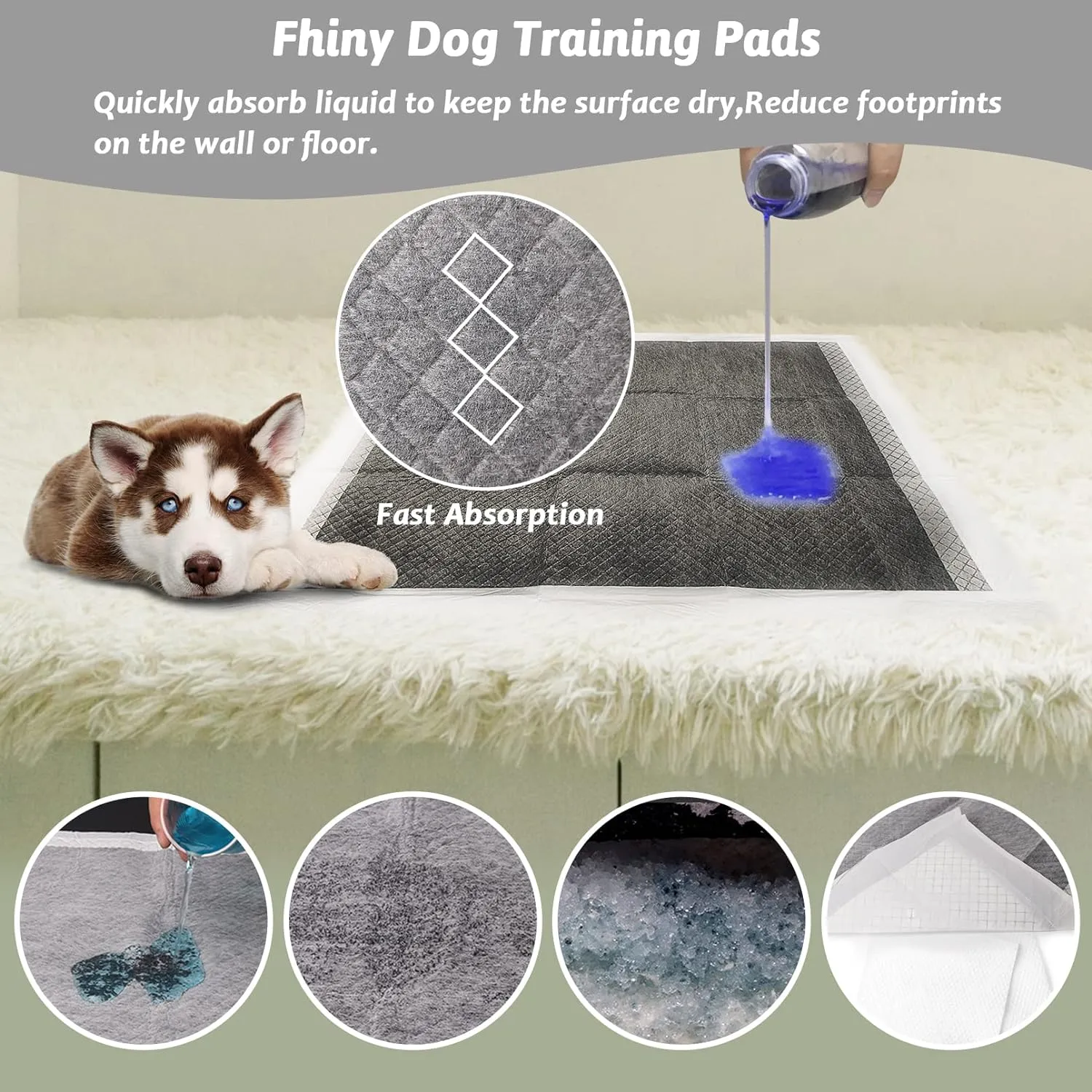 Fhiny Pee Pads for Small Dogs, 24" x 24" 40 PCS Large Disposable Puppy Pads Leak-Proof Super Absorbent Charcoal Potty Training Pad with Quick-Dry Surface for Dogs Puppies Cats Kittens or Small Pets