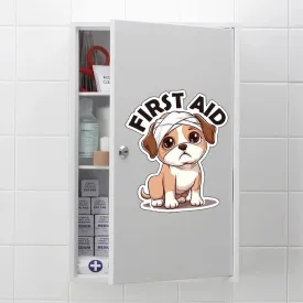 First Aid Dog Sticker Pack (4 Pieces) - 4 Inches - Strong Adhesive, Waterproof & Durable - Perfect for First Aid Kits, Emergency Supplies, Medical Equipment & Alert Systems