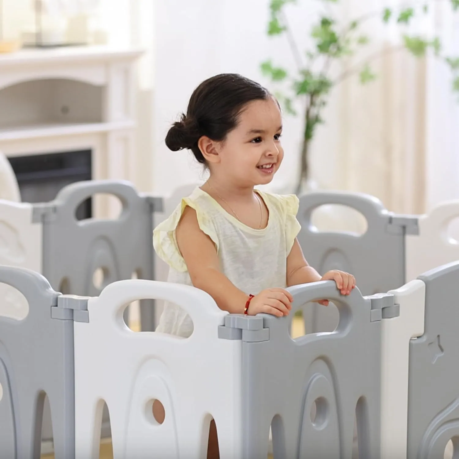 Foldable Baby playpen Baby Folding Play Pen Kids Activity Centre Safety Play Yard Home Indoor Outdoor New Pen Gery