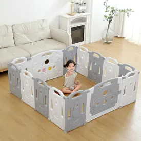 Foldable Baby playpen Baby Folding Play Pen Kids Activity Centre Safety Play Yard Home Indoor Outdoor New Pen Gery