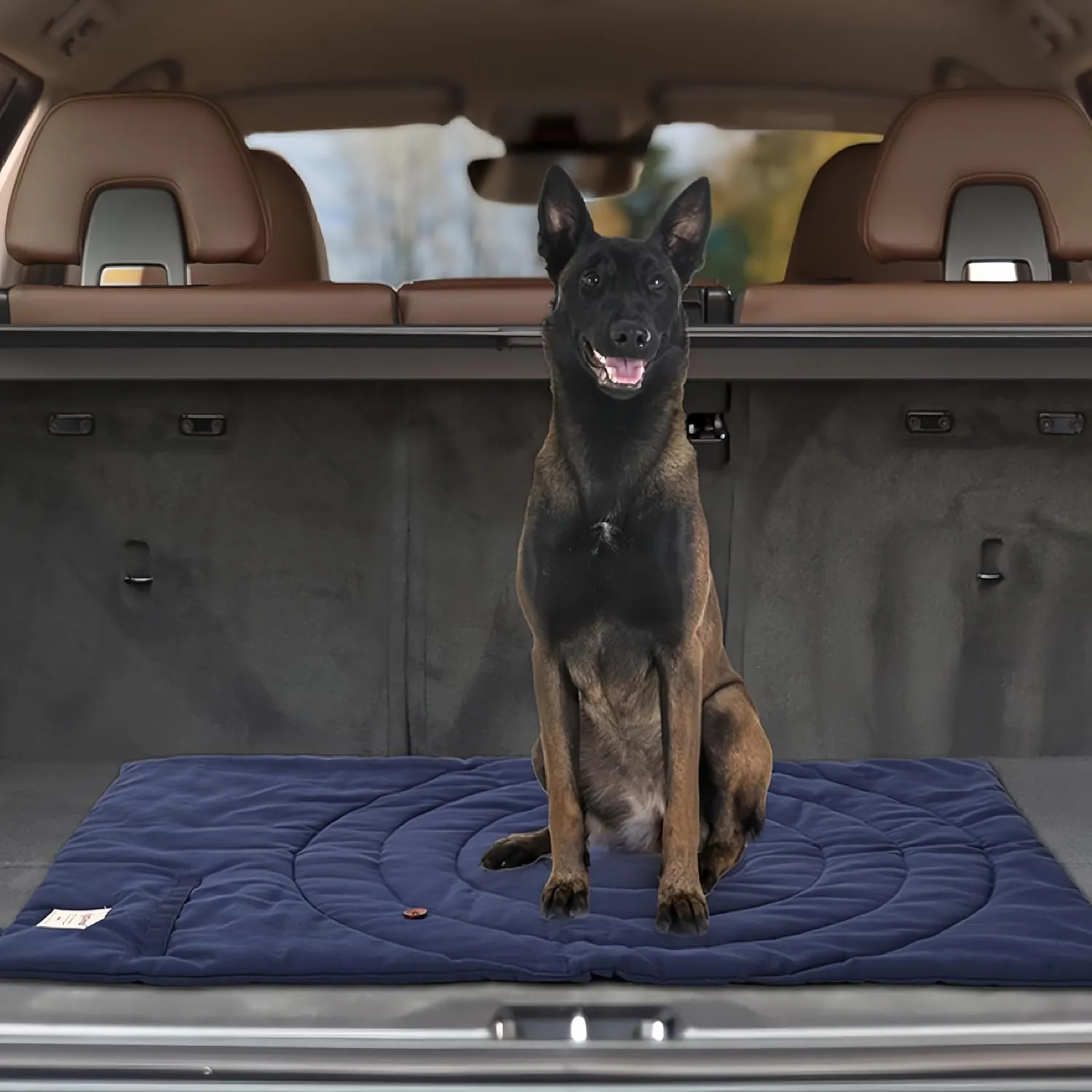 Foldable Waterproof Dog Mat | 37.4"x25.6" Portable Camping Travel Bed with Handle | All-Breed Training Pad, Machine Washable | Blocks Moisture, Easy Clean for Outdoor Adventures (Yellow)