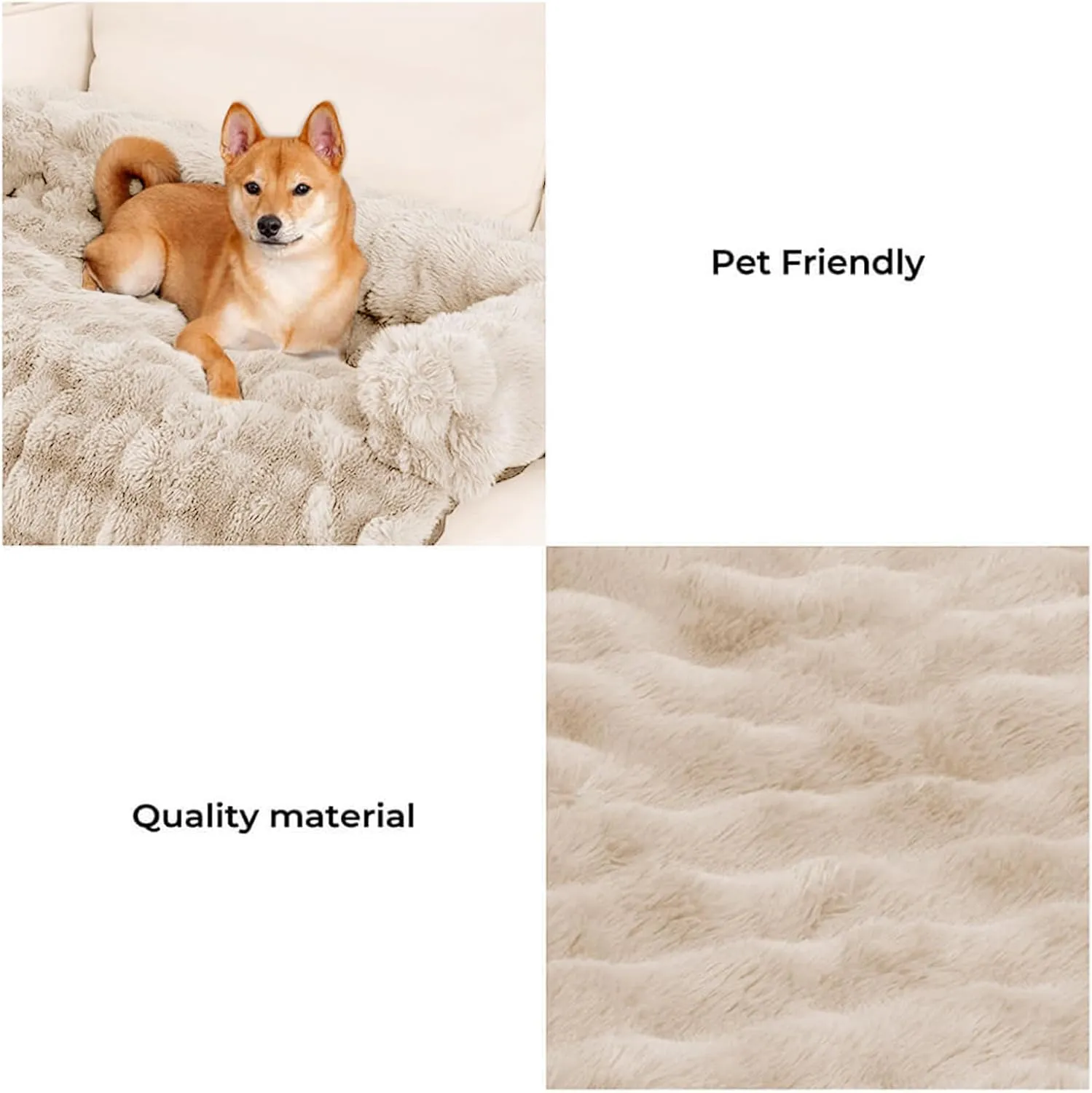 FUNNYFUZZY Calming Dog Bed Mat, Fluffy Fuzzy Couch Cover for Sofa, Furniture Protector with Removable Washable Cover for Small Dogs and Cats (Coffee,33.45  28.35  5.51 in)