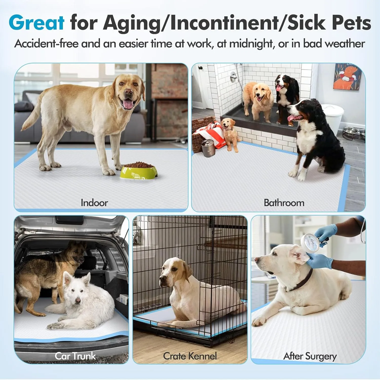 Gimars 4XL 36"x36" Thicken Heavy Absorbency Dog Pee Pad Extra Large- Jumbo Disposable Polymer Quick Dry No Leaking Pee Pads for Dogs, Cats, Rabbits Pets 45 Counts