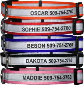 GoTags Personalized Reflective Dog Collars, Custom Engraved with Name and Phone Number, Adjustable Dog Collar with Quick Release Buckle, 3 Sizes for Puppy and Dogs, Small, Medium and Large