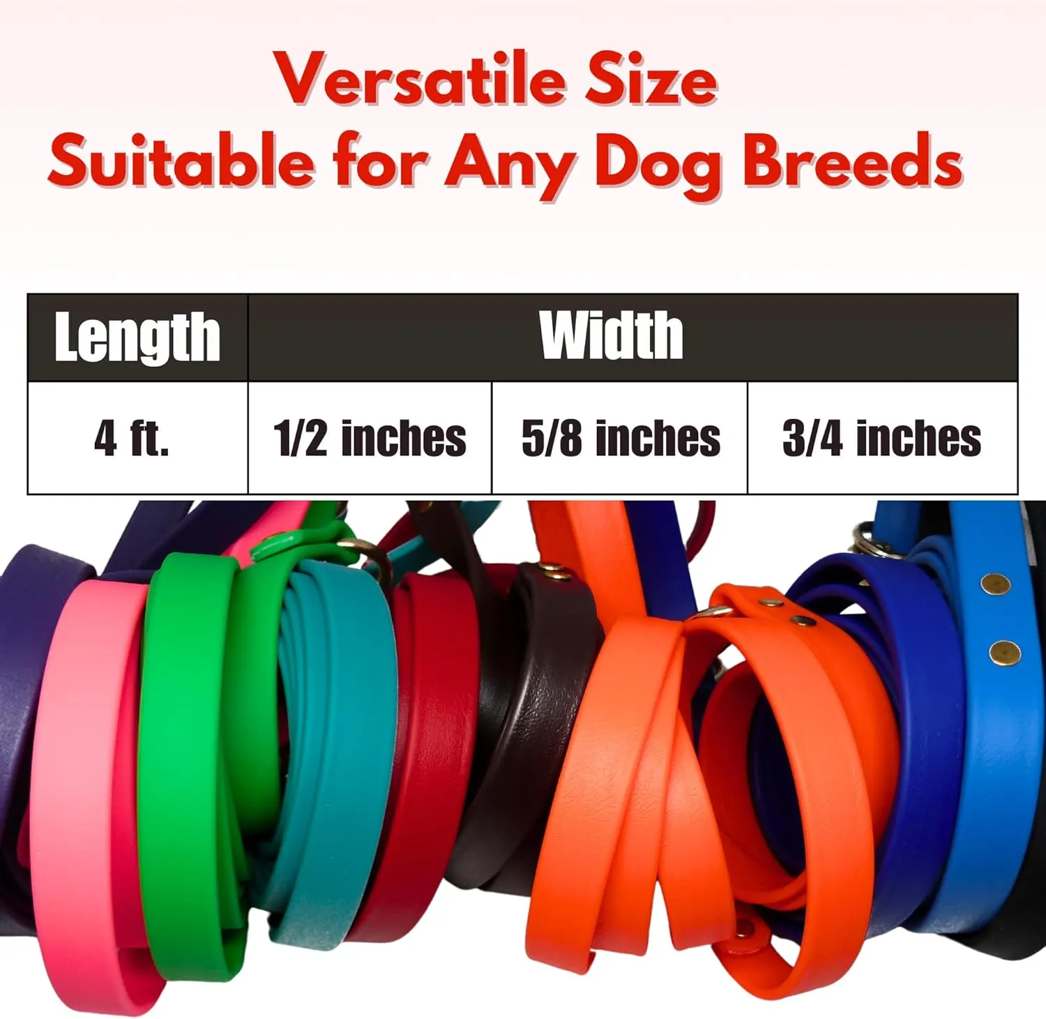 Gummy Dog Leash, Biothane, Dog Training Leash, Made in The USA, 4 Feet, Various Sizes & Colors (3/4, Black)