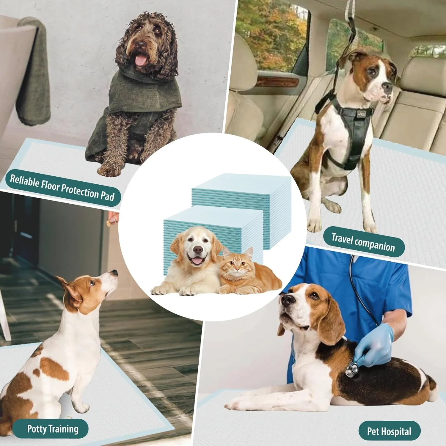 GWT Puppy Pads,Leak-Proof 22"x22" [50CT] | Pee Pads for Dogs, Ultra Absorbent 5-Layer Potty Training Underpads for All Pets