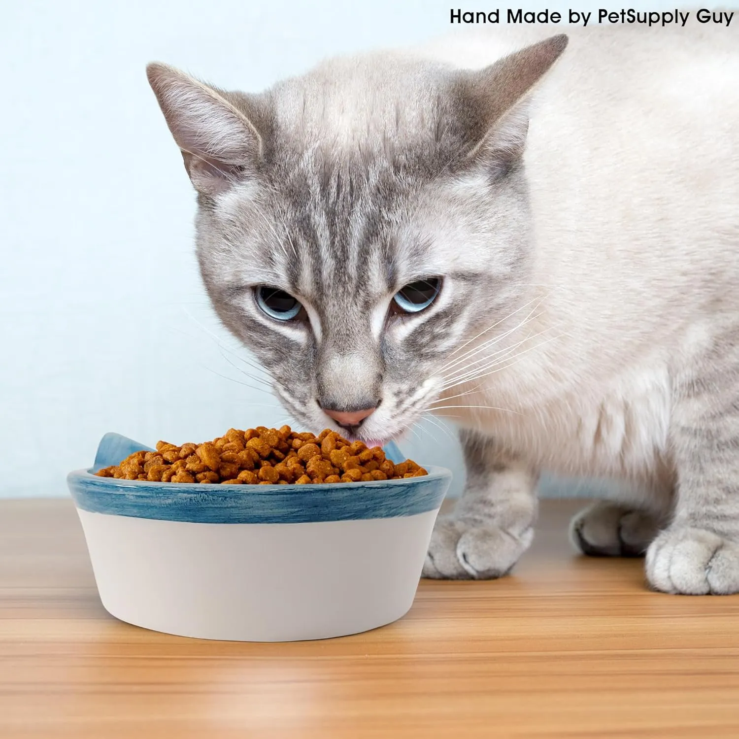 Handmade Ceramic Cat Bowl for Food and Water  Whisker-Friendly, Shallow Design Pet Dish, Non-Slip Base, Easy to Clean, Stylish Feeding Bowl for Kittens and Adults