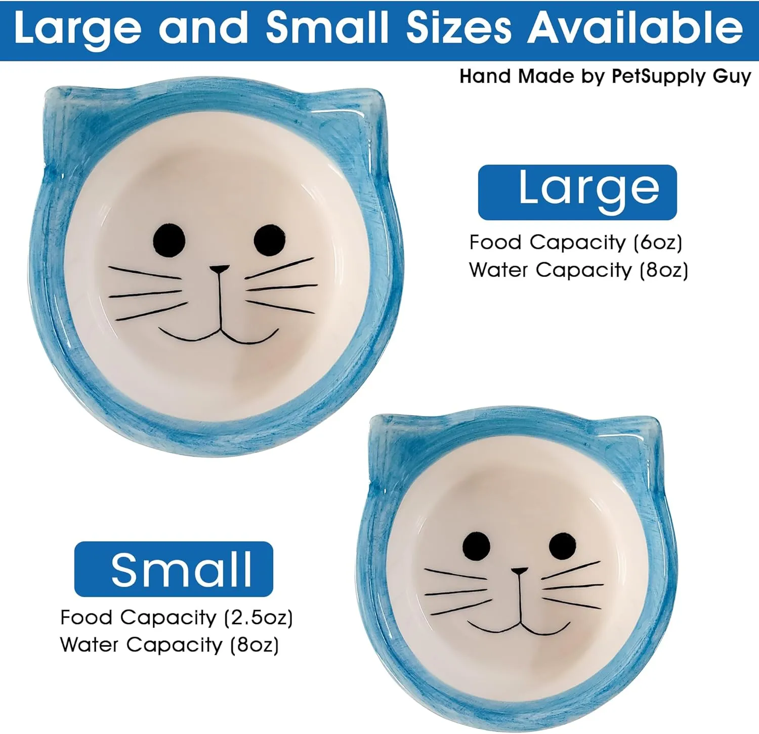 Handmade Ceramic Cat Bowl for Food and Water  Whisker-Friendly, Shallow Design Pet Dish, Non-Slip Base, Easy to Clean, Stylish Feeding Bowl for Kittens and Adults