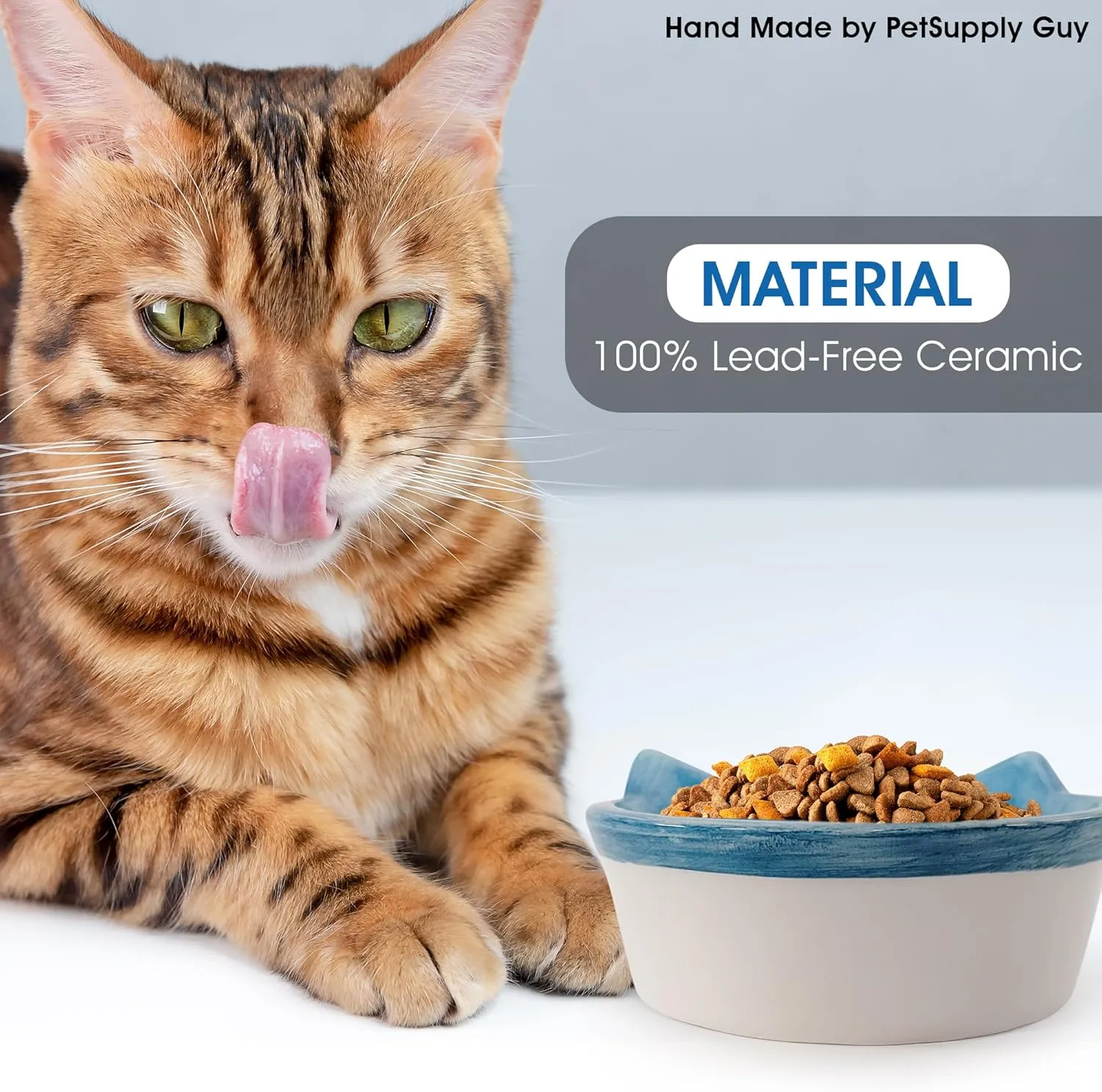 Handmade Ceramic Cat Bowl for Food and Water  Whisker-Friendly, Shallow Design Pet Dish, Non-Slip Base, Easy to Clean, Stylish Feeding Bowl for Kittens and Adults