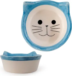 Handmade Ceramic Cat Bowl for Food and Water  Whisker-Friendly, Shallow Design Pet Dish, Non-Slip Base, Easy to Clean, Stylish Feeding Bowl for Kittens and Adults