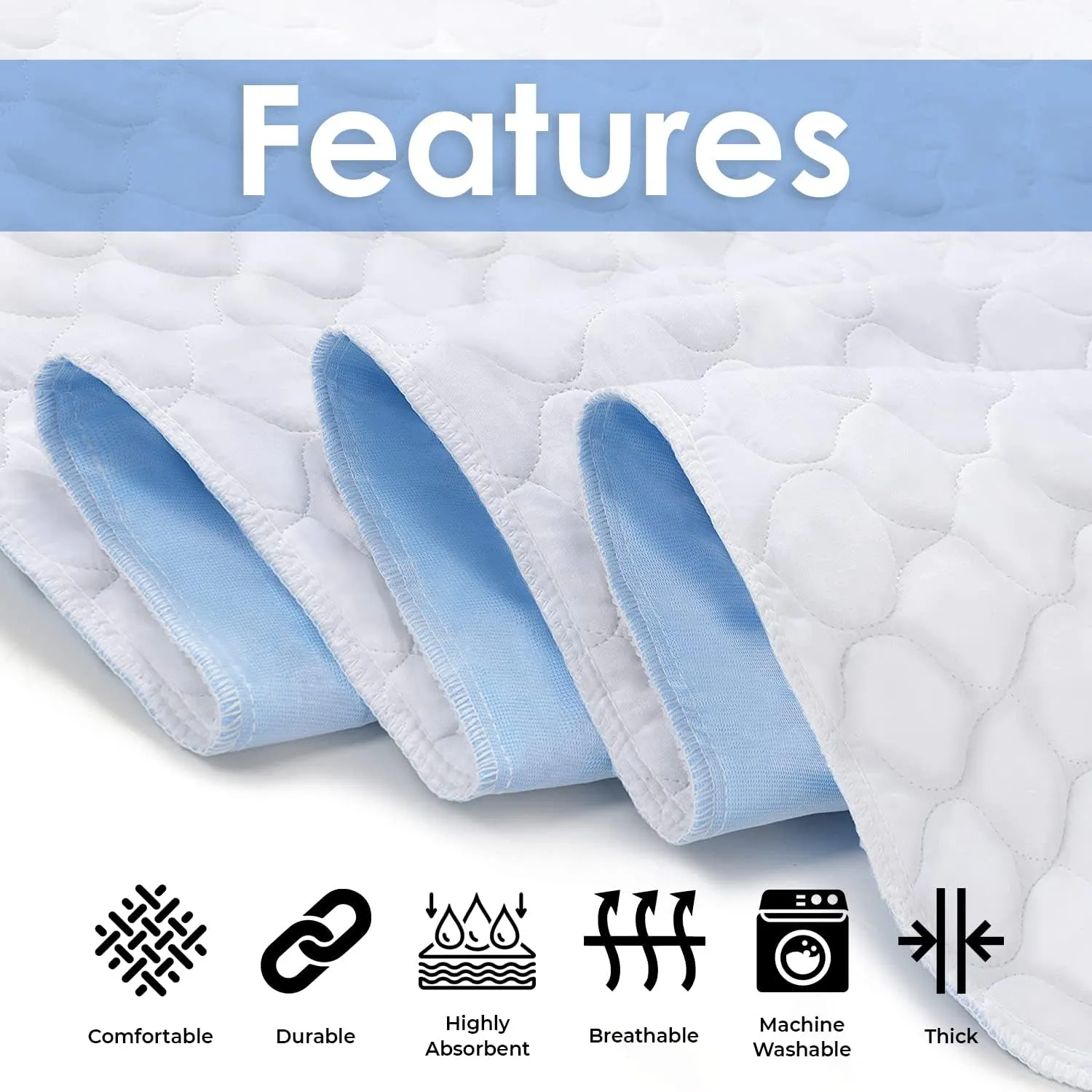Incontinence Protection Pack - Washable, Absorbent Pee Pads for Adults, Kids & Pets - 34x36 inches Reusable Underpads