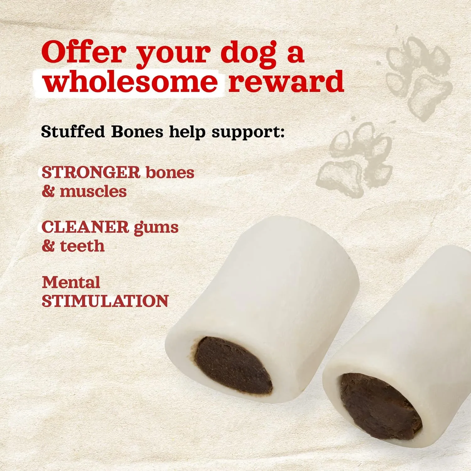 Natural Farm Bacon & Cheese Filled Bones (3-4 Inch, 6 Pack), Limited Ingredient, Natural Stuffed Dental Dog Bone Treats for Dogs, Made with Real Beef